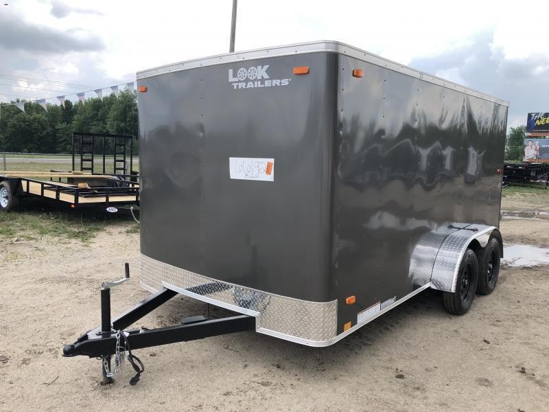 Look Trailers 7x14 Ramp Door Enclosed Cargo Trailer Charcoal Look Trailers 7x14 Ramp Door Enclosed Cargo Trailer Charcoal