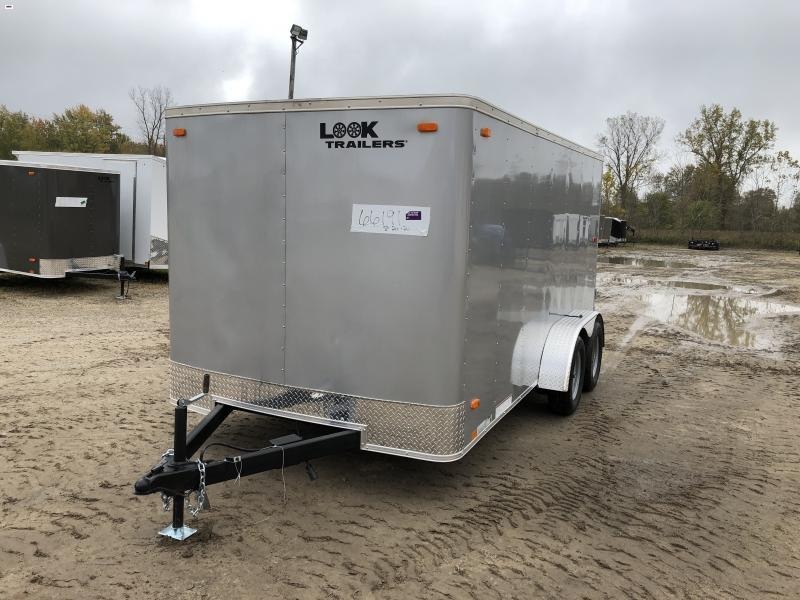 Look Trailers 7x14 Ramp Door Enclosed Cargo Trailer Silver Look Trailers 7x14 Ramp Door Enclosed Cargo Trailer Silver