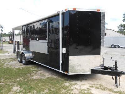 NEW 7 X 22 ENCLOSED CONCESSION / VENDING PORCH TRAILER LOADED W/ OPTIONS!!