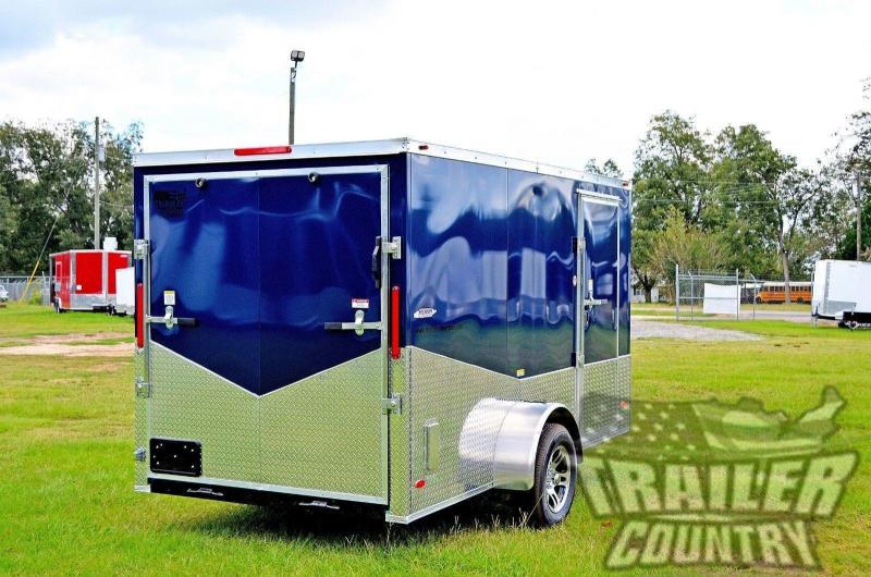 NEW 6' x 12' Custom Slanted Trim & V-Nose Enclosed Motorcycle Cargo Trailer w/ Ramp & Mags!