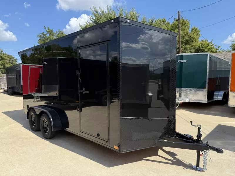 2026 Used 7x16 TA Screwless Enclosed Trailer | Blackout | Spoiler Package | 7' Interior | .08 Polycor | 853