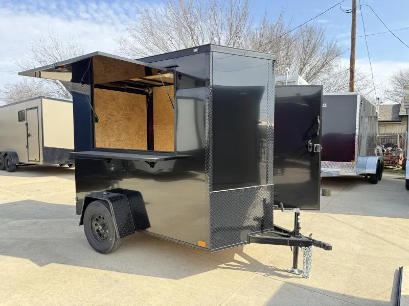 2026 New 5x8 SA Screwless Vending Enclosed Trailer | Blackout | Spoiler Package | .08 Polycor | Dexter Axle | 996