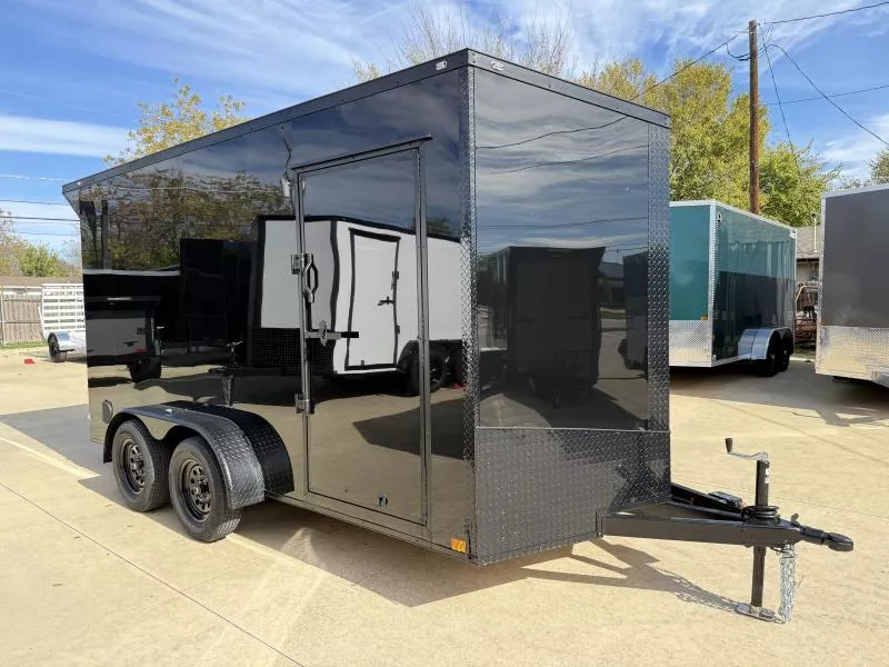 2026 New 7x14 TA Screwless Enclosed Trailer | Blackout | Spoiler Package | 7' Interior | .08 Polycor | 914