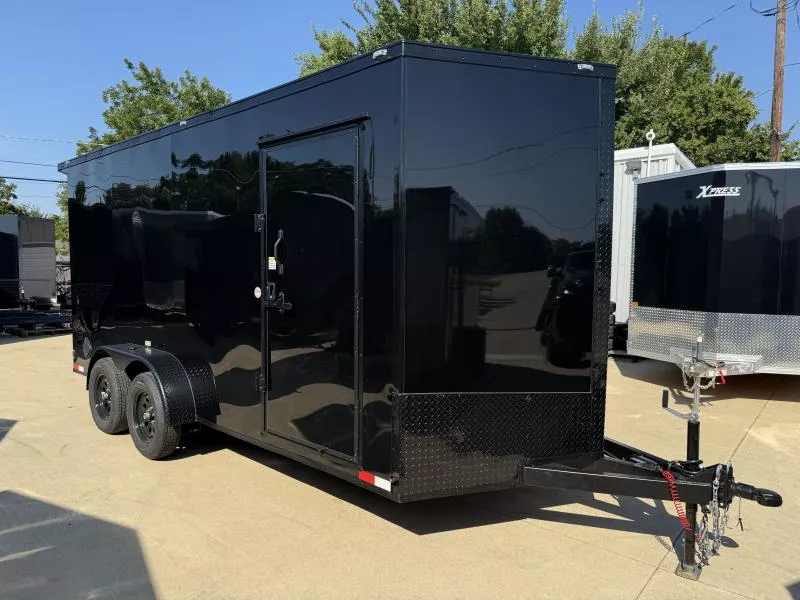 2025 New 7x16 TA Screwless Enclosed Trailer | Blackout | Spoiler Package | 7' Interior | .08 Polycor | #812