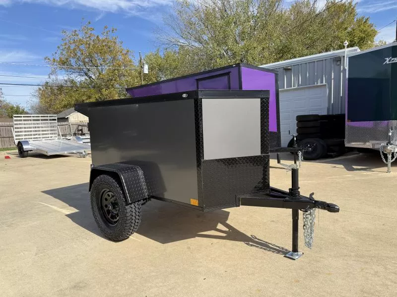 2026 New 4x6 SA Screwless Enclosed Trailer | Blackout | Spoiler Package | 3' Interior | Outlander Style! |.08 Polycor | Dexter Axles | 878
