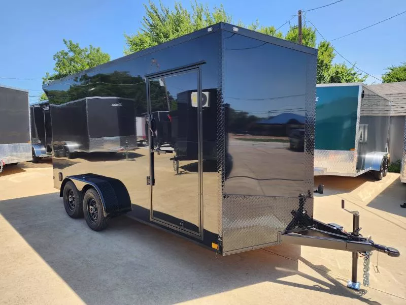  2026 New 7x16 Screwless Enclosed Trailer | Blackout | Spoiler Package | 7' Interior | .08 Polycor
