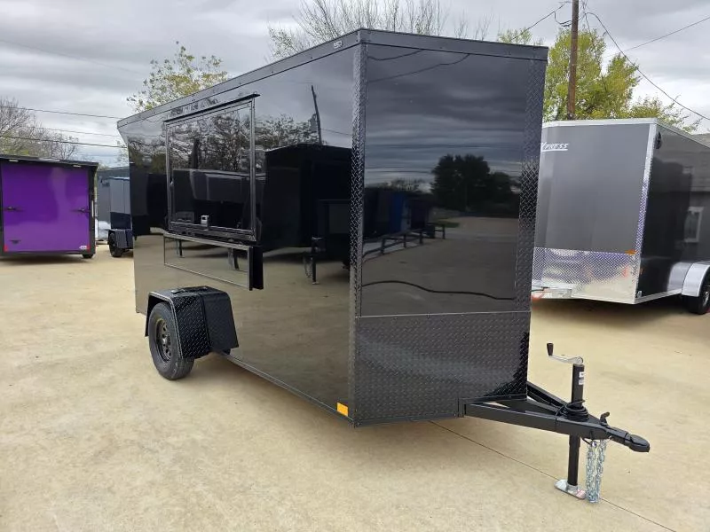2026 New 6x12 SA Screwless Vending Enclosed Trailer | Blackout | Spoiler Package | .08 Polycor | Dexter Axles | 920