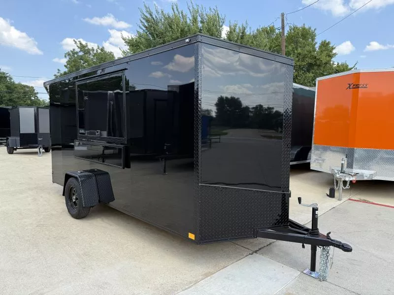 2026 New 6x14 SA Screwless Vending Enclosed Trailer | Blackout | Spoiler Package | 50 AMP Electric Pkg. | .08 Polycor | #822