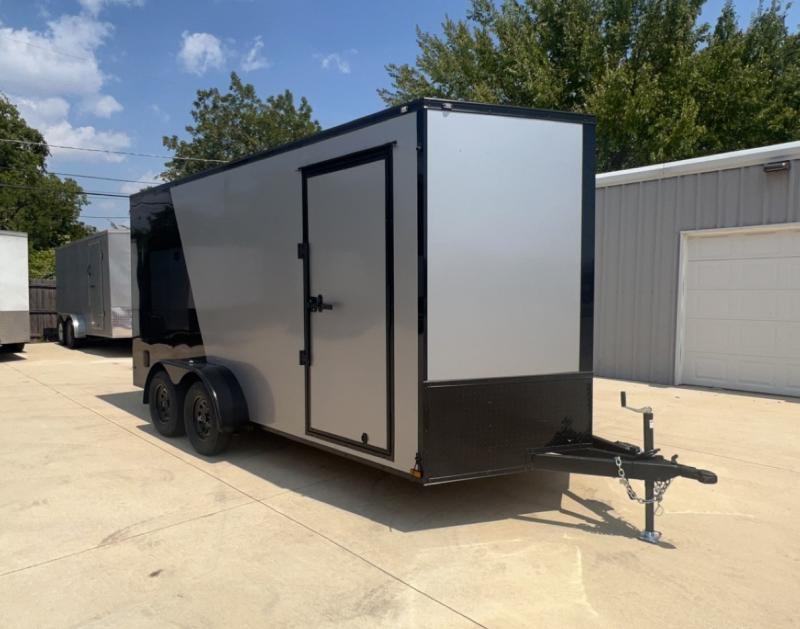 2023 New 7X16 Screwless Cargo / Enclosed Trailer | .08 Polycor Exterior | Blackout Package | 7' Interior