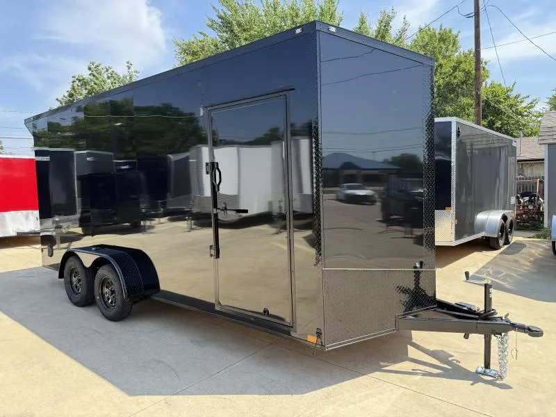 2026 New 7x18 TA Screwless Enclosed Trailer | Blackout | Spoiler Package | 7' 6" Interior | .08 Polycor