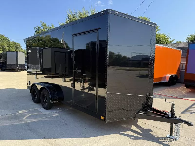 2026 New 7x16 TA Screwless Enclosed Trailer | Blackout | Spoiler Package | 7' Interior | .08 Polycor | #829