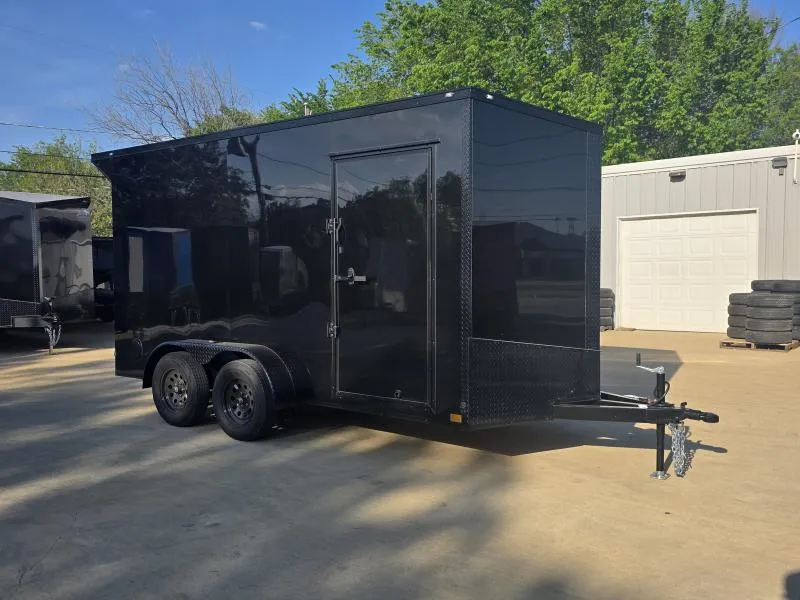  2026 New 7x14 TA Screwless Enclosed Trailer | Blackout | Spoiler Package | 7' Interior | Rubber Floors & E-Tracks | .08 Polycor | Dexter Axles | 1050