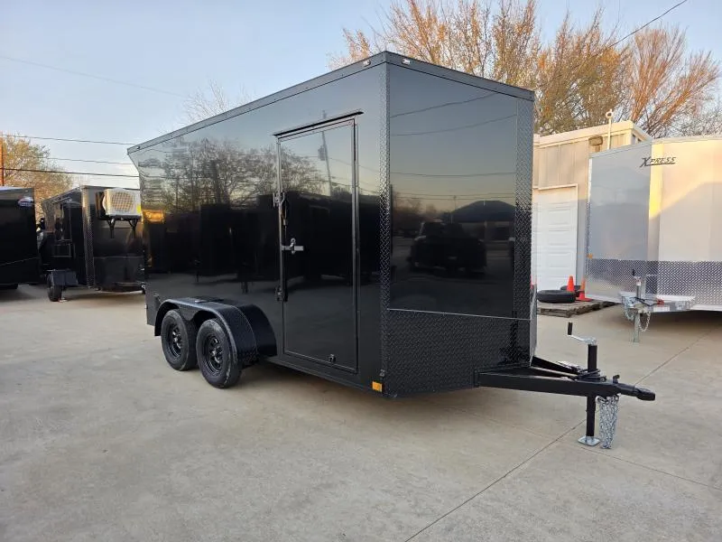  2026 New 7x14 TA Screwless Enclosed Trailer | Blackout | Spoiler Package | 7' Interior | .08 Polycor | Dexter Axles | 1029