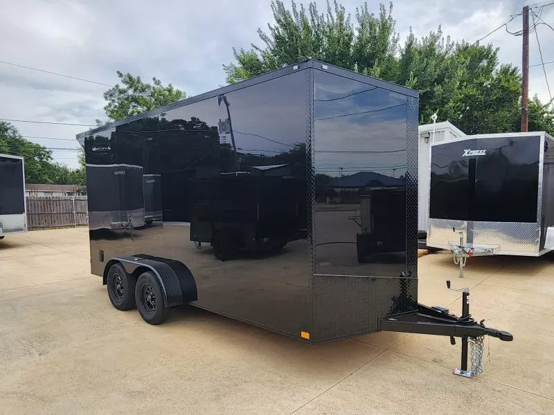 2026 New 7x16 Screwless Enclosed Trailer | Blackout | Spoiler Package | 7'6" Interior | E-Tracks | .08 Polycor