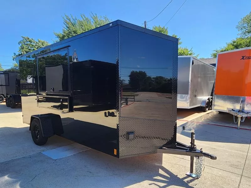2026 New 6x14 SA Screwless Vending Enclosed Trailer | Blackout | Spoiler Package | 50 AMP Electric Pkg. | .08 Polycor
