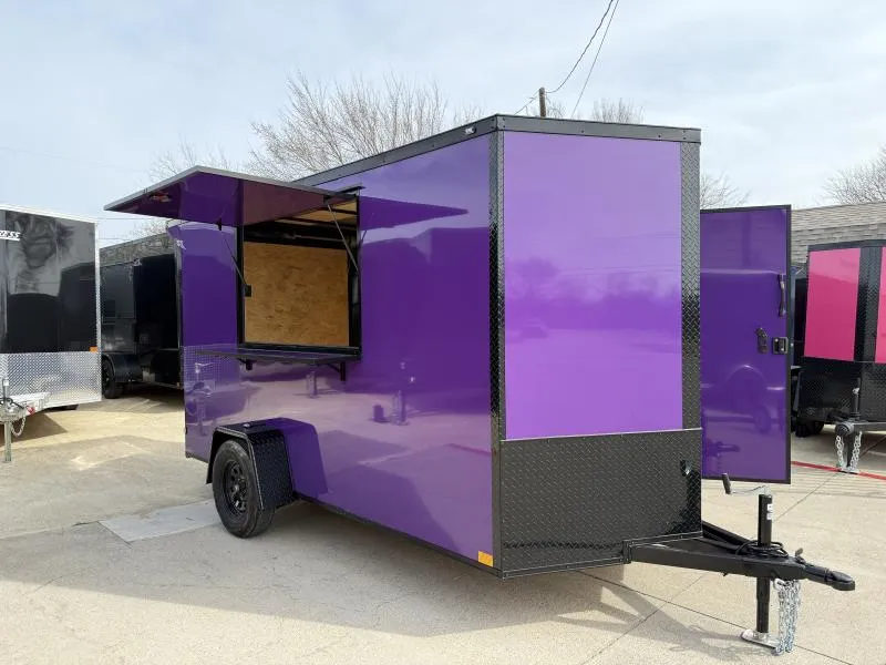 2026 New 6x12 SA Screwless Vending Enclosed Trailer | Blackout | Spoiler Package | .08 Polycor | Limited Edition | Dexter Axle | 1004