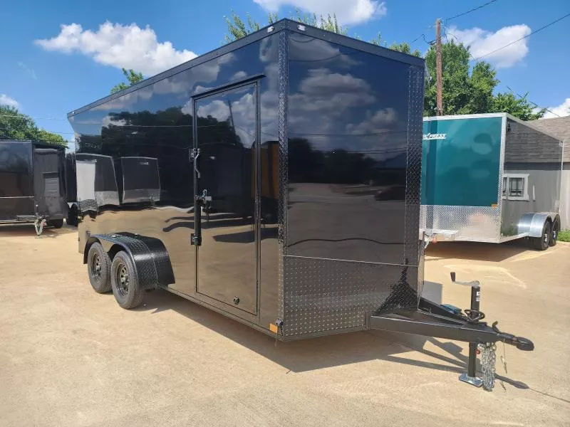2026 New 7x16 Screwless Enclosed Trailer | Blackout | Spoiler Package | 7' Interior | .08 Polycor