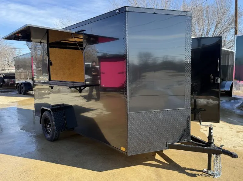 2026 New 6x12 SA Screwless Vending Enclosed Trailer | Blackout | Spoiler Package | El Paso | 1024