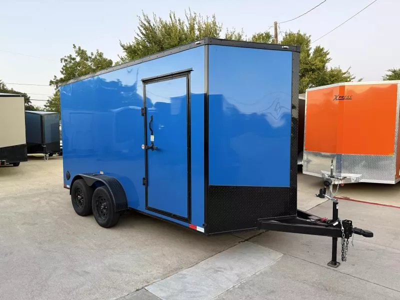 2025 Used 7x14 TA Screwless Enclosed Trailer | Blackout | Spoiler Package | 7' Interior | .08 Polycor | 876