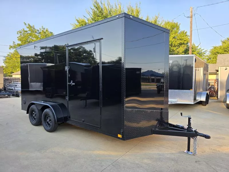 2026 New 7x16 Screwless Enclosed Trailer | Blackout | Spoiler Package | 7'6" Interior |  .08 Polycor | #814