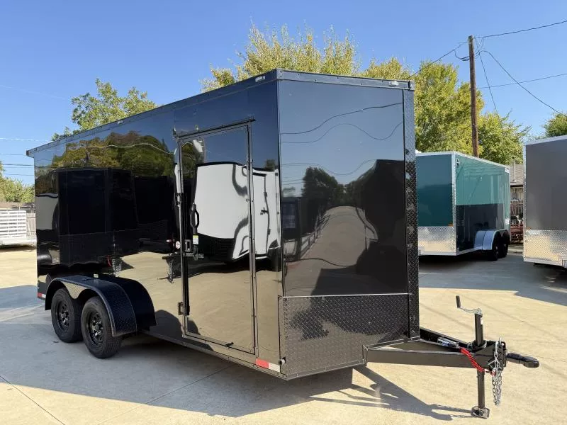 2026 New 7x16 TA Screwless Enclosed Trailer | Blackout | Spoiler Package | 7' Interior | .08 Polycor | 899