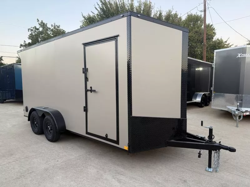 2026 New 7x16 TA Screwless Enclosed Trailer | Blackout | Spoiler Package | 7' Interior | .08 Polycor | 874