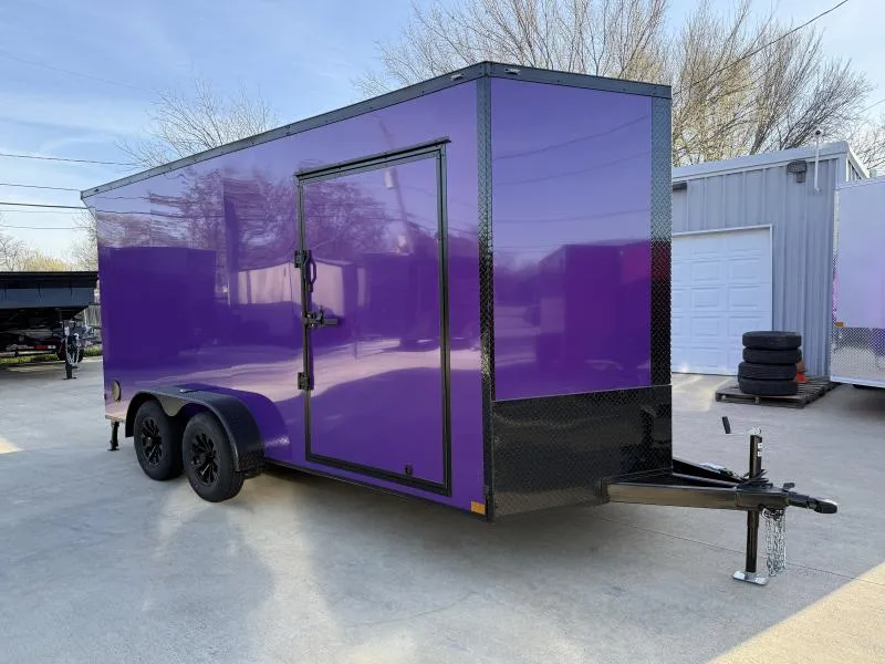  2026 New 7x16 TA Screwless Enclosed Trailer | Blackout | Spoiler Package | 7' Interior | Rubber Floors & E-Tracks | .08 Polycor | Dexter Axles | 1033