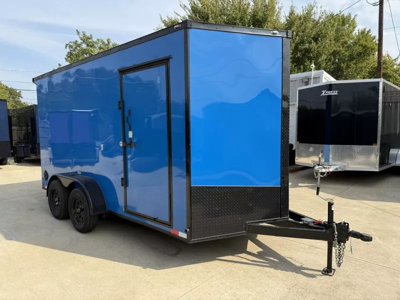 2025 Used 7x14 TA Screwless Enclosed Trailer | Blackout | Spoiler Package | 7' Interior | .08 Polycor | 876