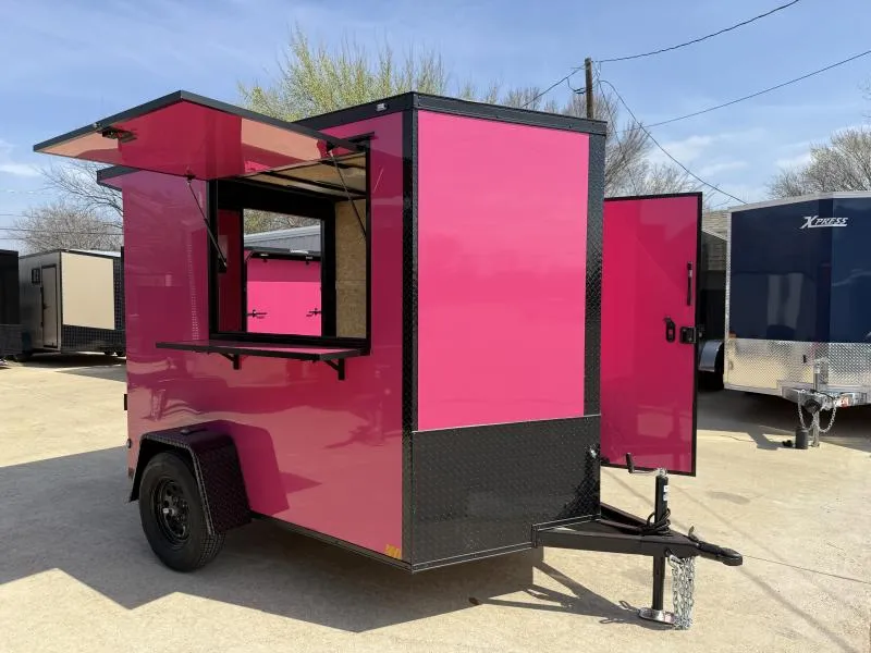 2026 New 6x8 SA Screwless Vending Enclosed Trailer | Blackout | Spoiler Package | .08 Polycor | Dexter Axle | 1015