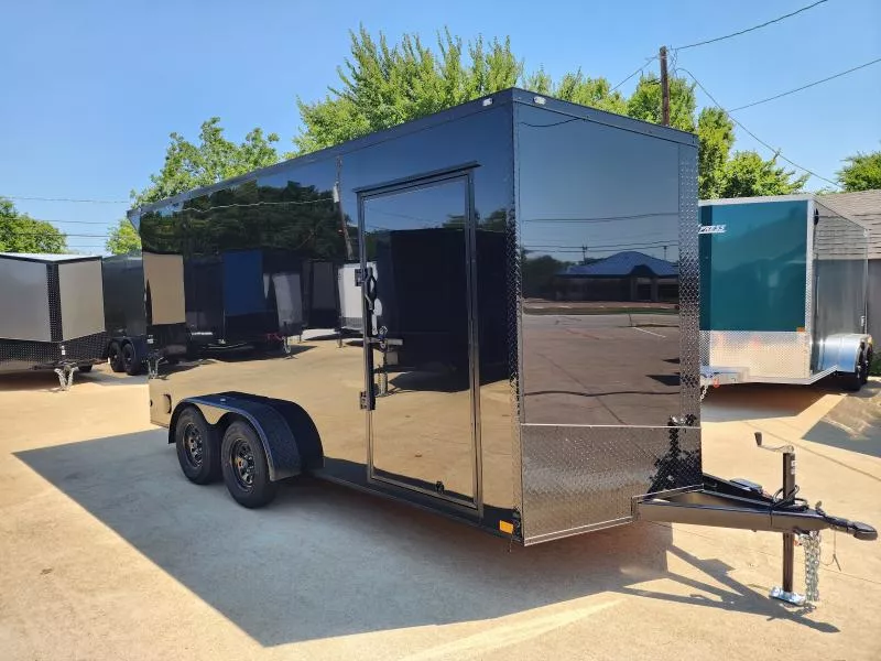 2026 New 7x16 Screwless Enclosed Trailer | Blackout | Spoiler Package | 7' Interior | .08 Polycor