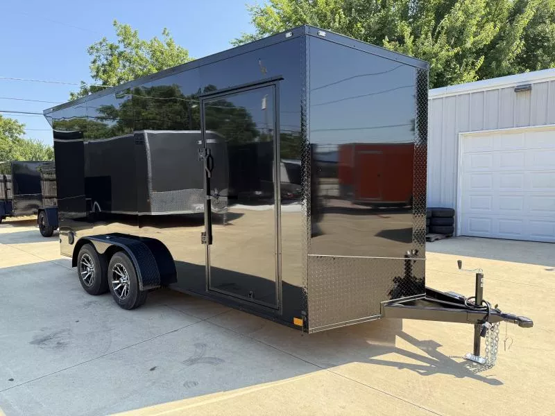 2026 New 7x16 Screwless Enclosed Trailer | Blackout | Spoiler Package | 7' Interior | .08 Polycor