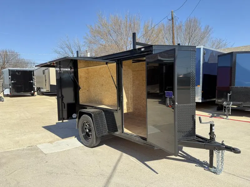  2026 New 4x8 SA Screwless Enclosed Tailgating Trailer | Blackout | Spoiler Package | 4'6" Interior | Barn Doors | .08 Polycor | Dexter Axle | 1008