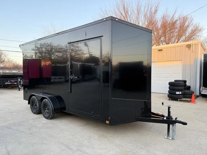  2026 New 7x16 TA Screwless Enclosed Trailer | Blackout | Spoiler Package | 7'6" Interior | E-Tracks & Rubber Floors | .08 Polycor | Dexter Axles | 982