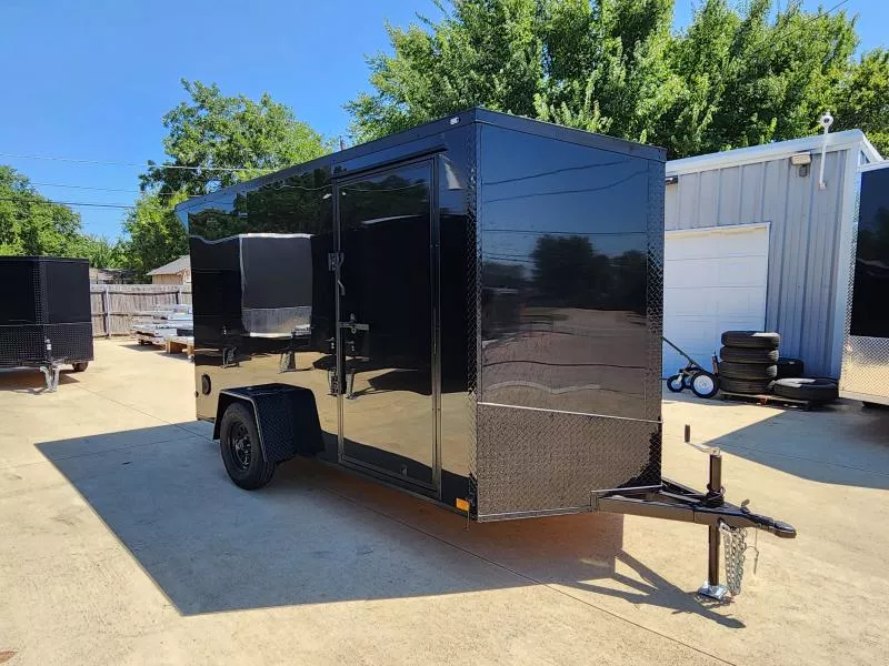 2026 Used 6x12 SA Screwless Enclosed Trailer | Blackout | Spoiler Package | .08 Polycor