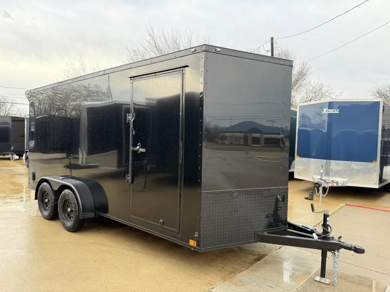 2026 New 7x16 TA Semi-Screwless Enclosed Trailer | Blackout | Spoiler Package | .08 Polycor | Dexter Axles | 999