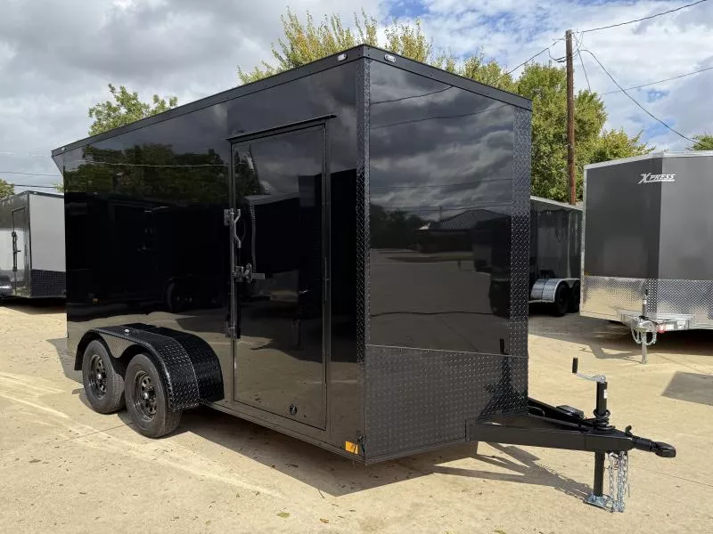2026 New 7x14 TA Screwless Vending Enclosed Trailer | Blackout | Spoiler Package | 7' Interior | .08 Polycor | 883
