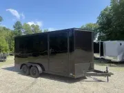 2026 Covered Wagon Trailers 7X16 7Ft Tall, Ramp Door .080 Skin Blacko 