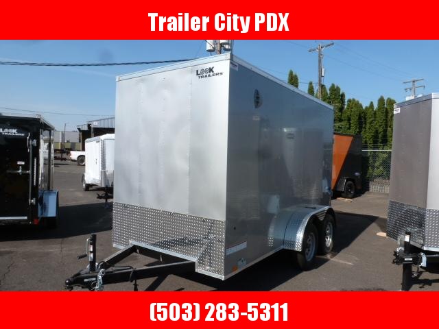 6 X 12 7K SILVER ENCLOSED CARGO TRAILER WITH FLAT FRONT/RAMP/SPARE 6 X 12 7K SILVER ENCLOSED CARGO TRAILER WITH FLAT FRONT/RAMP/SPARE