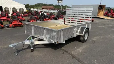 2027 Trophy Trailers 6.5' x 10' 3k Single Axle Diamond Plate Aluminum Utility Trailer w/Tilt-In Rear
