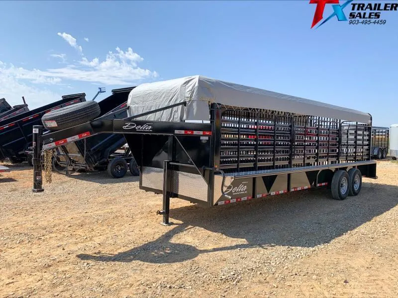 2023 Delta Trailers 6'8" X 24' GN 600 CATTLEMAN LIVESTOCK TRAILER 14K
