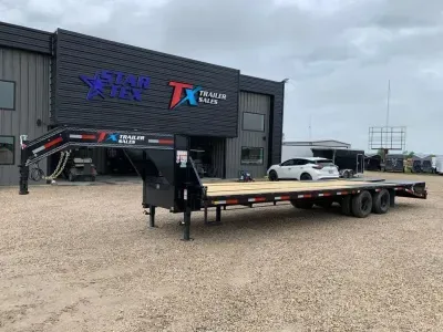 East Texas Trailers 102" X 30' GOOSENECK FLAT BED WITH MACHO RAMPS