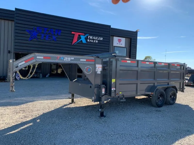 East Texas Trailers 83" X 16' GOOSENECK DUMPTRAILER WITH 48" SIDE