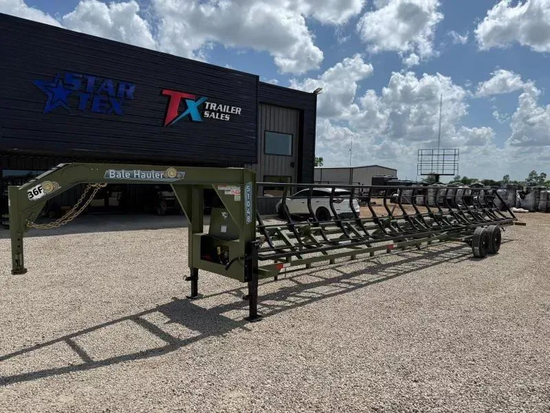 INDUSTRAIS AMERICA 36' GOOSENECK HAY TRAILER  DROPS BOTH SIDES