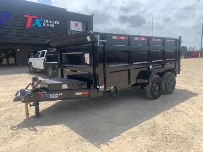 East Texas Trailers 83"X14' BUMPER PULL DUMP TRAILER WITH 4' SIDES
