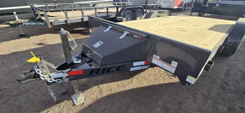 2026 Rice 82x18 Flatbed Car Hauler 10K -Dovetail & Tongue Box