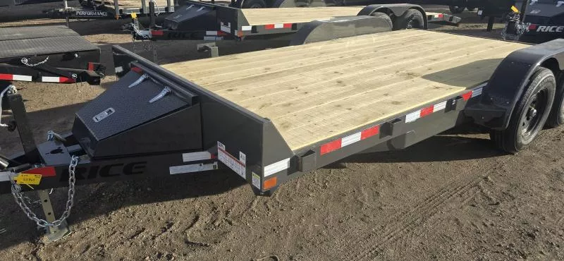 2026 Rice 82x16 Flatbed Car Hauler 10K -Dovetail & Tongue Box