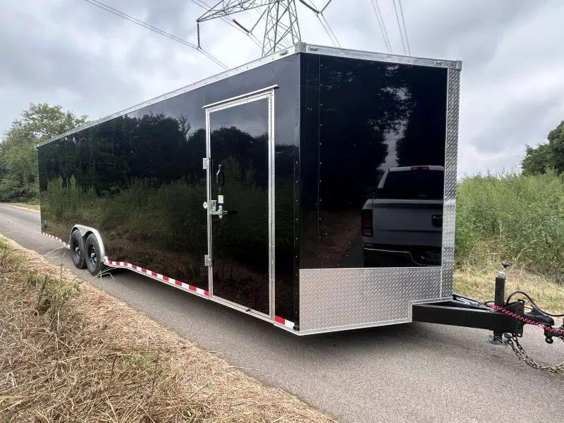 2025 TrueBlue Black 28’x8.5’x7’ Enclosed Cargo Car Hauler Trailer