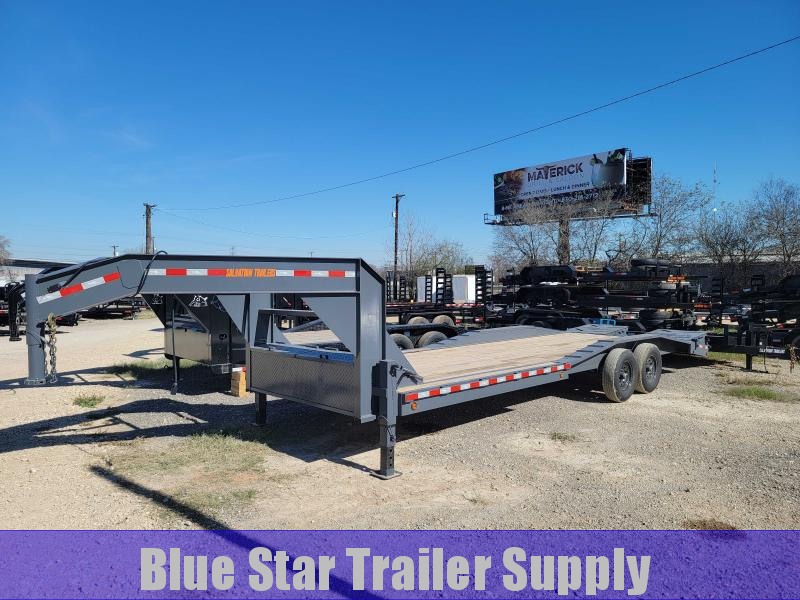 83 X 20 Gooseneck Lowboy Equipment Trailer w/ StandUp Ramps Dallas Trailers For Sale