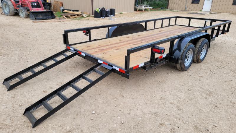 82 X 18 Tandem Axle Utility Trailer w/ Brakes & Ramps - C8218TBR