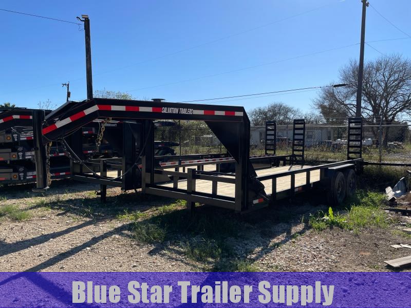 83 X 20 Gooseneck Lowboy Equipment Trailer w/ StandUp Ramps Dallas